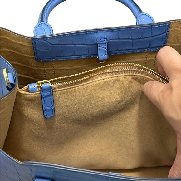 Brand New Ralph Lauren Blue Crocodile Embossed Women's Crossbody Bag - Picture 6 of 13